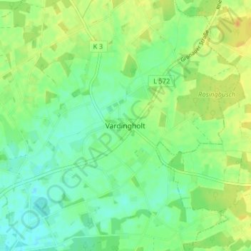 Topografische kaart Vardingholt, hoogte, reliëf
