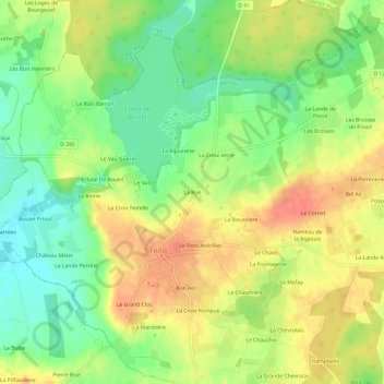 Topografische kaart La Rue, hoogte, reliëf