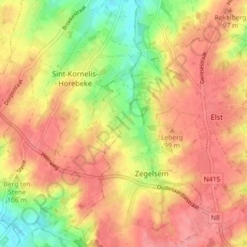 Topografische kaart Haaghoek, hoogte, reliëf