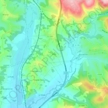 Topografische kaart Rond, hoogte, reliëf