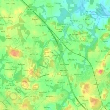 Topografische kaart Lesvariel, hoogte, reliëf