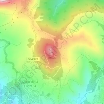 Topografische kaart Civitella, hoogte, reliëf