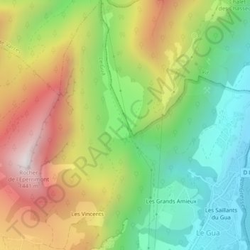 Topografische kaart L'Échaillon, hoogte, reliëf