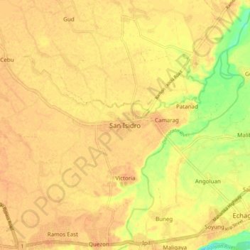 Topografische kaart San Isidro, hoogte, reliëf
