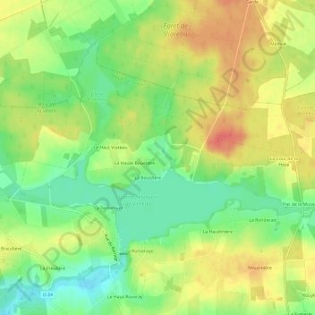 Topografische kaart La Bolinière, hoogte, reliëf