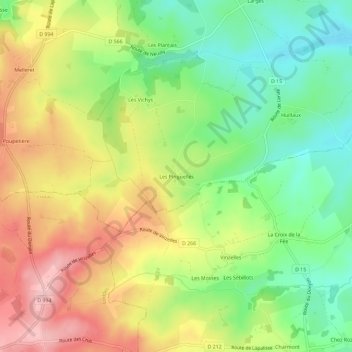 Topografische kaart Les Pinguelles, hoogte, reliëf