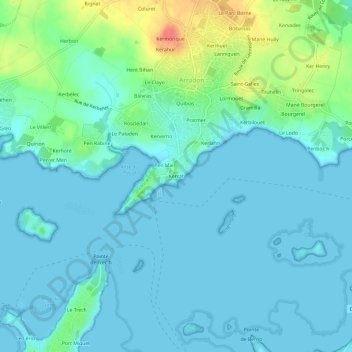 Topografische kaart Kerrat, hoogte, reliëf