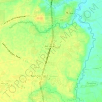Topografische kaart Minante, hoogte, reliëf