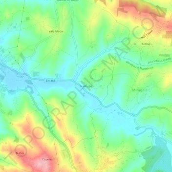 Topografische kaart Nadrupe, hoogte, reliëf