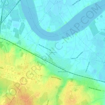 Topografische kaart Cavernes, hoogte, reliëf