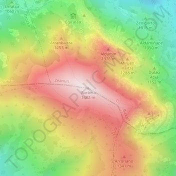 Topografische kaart Gorbea, hoogte, reliëf