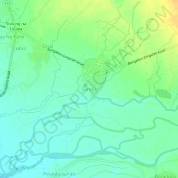 Topografische kaart Santor, hoogte, reliëf