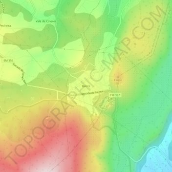 Topografische kaart Bairro, hoogte, reliëf