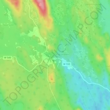 Topografische kaart Gravendal, hoogte, reliëf
