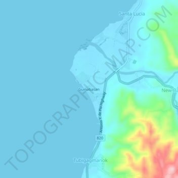 Topografische kaart Guinabasan, hoogte, reliëf