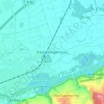 Topografische kaart Frammeringermoos, hoogte, reliëf