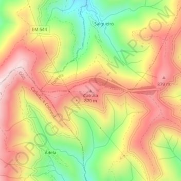 Topografische kaart Catraia, hoogte, reliëf