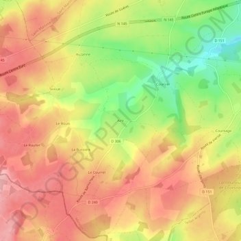 Topografische kaart Aire, hoogte, reliëf