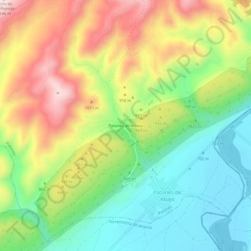 Topografische kaart Patones de Arriba, hoogte, reliëf