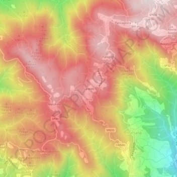 Topografische kaart Goraiolo, hoogte, reliëf