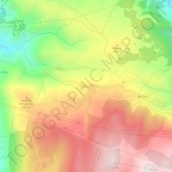 Topografische kaart Barcos, hoogte, reliëf