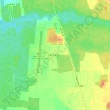 Topografische kaart María Dolores, hoogte, reliëf