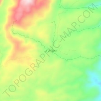 Topografische kaart La Gorgona, hoogte, reliëf