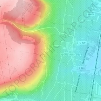 Topografische kaart Les Gaudichots, hoogte, reliëf