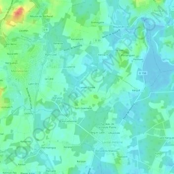 Topografische kaart Lannic Gorée, hoogte, reliëf