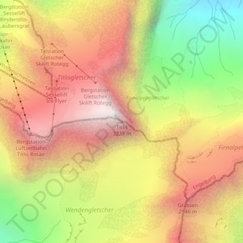 Topografische kaart Titlis, hoogte, reliëf