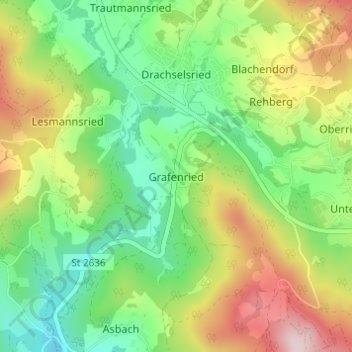 Topografische kaart Grafenried, hoogte, reliëf