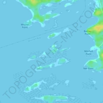 Topografische kaart Hartlings Island, hoogte, reliëf
