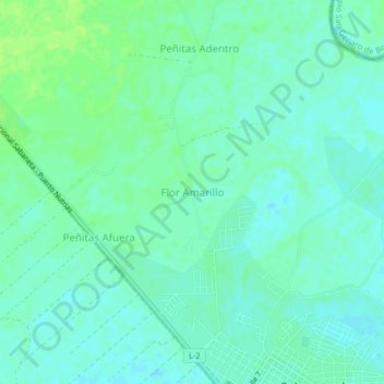 Topografische kaart Flor Amarillo, hoogte, reliëf