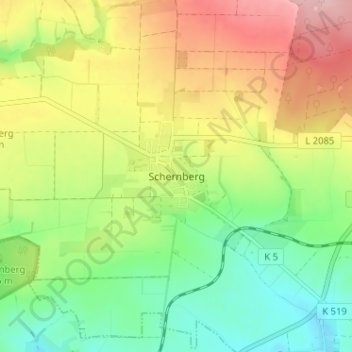 Topografische kaart Schernberg, hoogte, reliëf