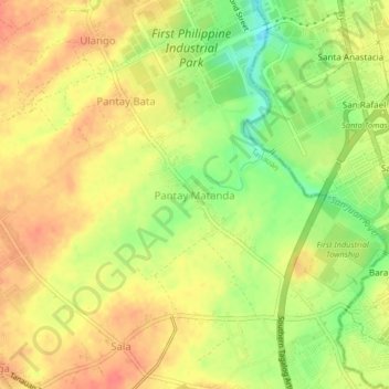 Topografische kaart Pantay Matanda, hoogte, reliëf