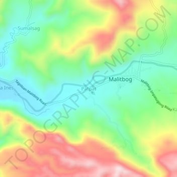 Topografische kaart Patpat, hoogte, reliëf