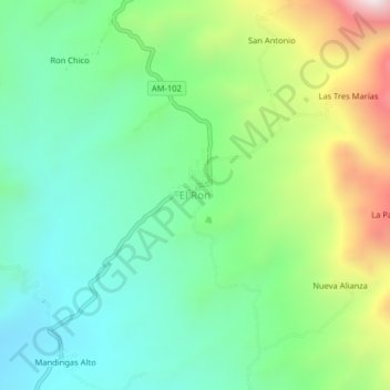Topografische kaart El Ron, hoogte, reliëf