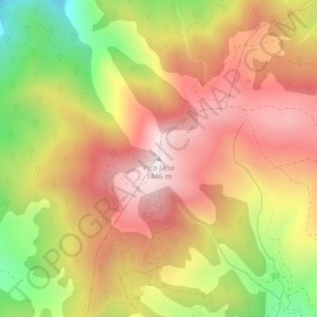Topografische kaart Pico Jano, hoogte, reliëf