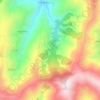 Topografische kaart Soito da Ruiva, hoogte, reliëf
