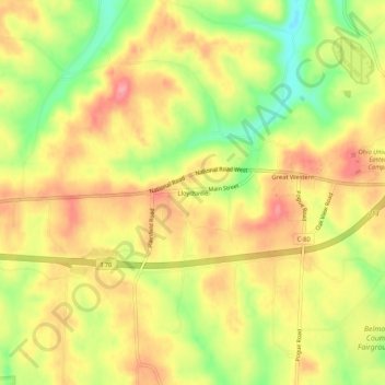 Topografische kaart Lloydsville, hoogte, reliëf