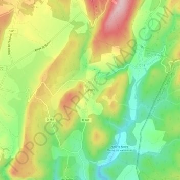 Topografische kaart Carniol, hoogte, reliëf