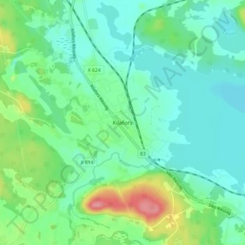 Topografische kaart Kilafors, hoogte, reliëf