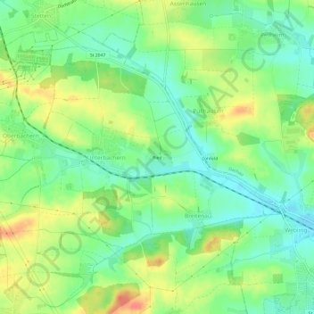Topografische kaart Ried, hoogte, reliëf