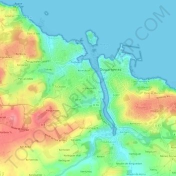 Topografische kaart Le Reuniat, hoogte, reliëf
