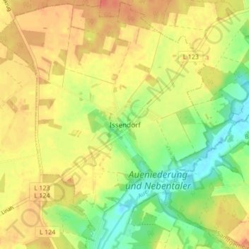 Topografische kaart Issendorf, hoogte, reliëf