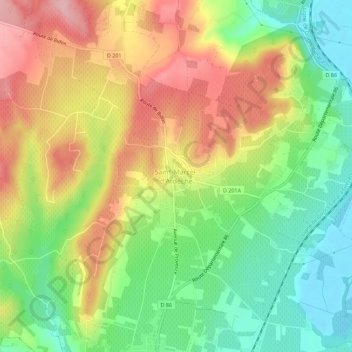 Topografische kaart Saint-Marcel-d'Ardèche, hoogte, reliëf
