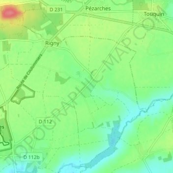 Topografische kaart Ormeaux, hoogte, reliëf