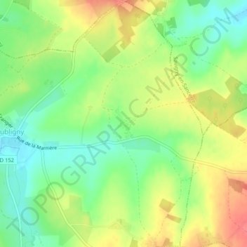 Topografische kaart Bertrou, hoogte, reliëf