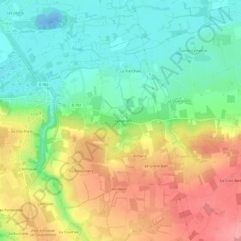 Topografische kaart Chasserat, hoogte, reliëf