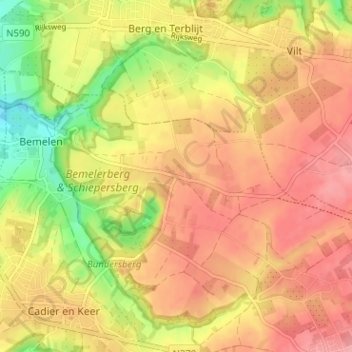 Topografische kaart Gasthuis, hoogte, reliëf
